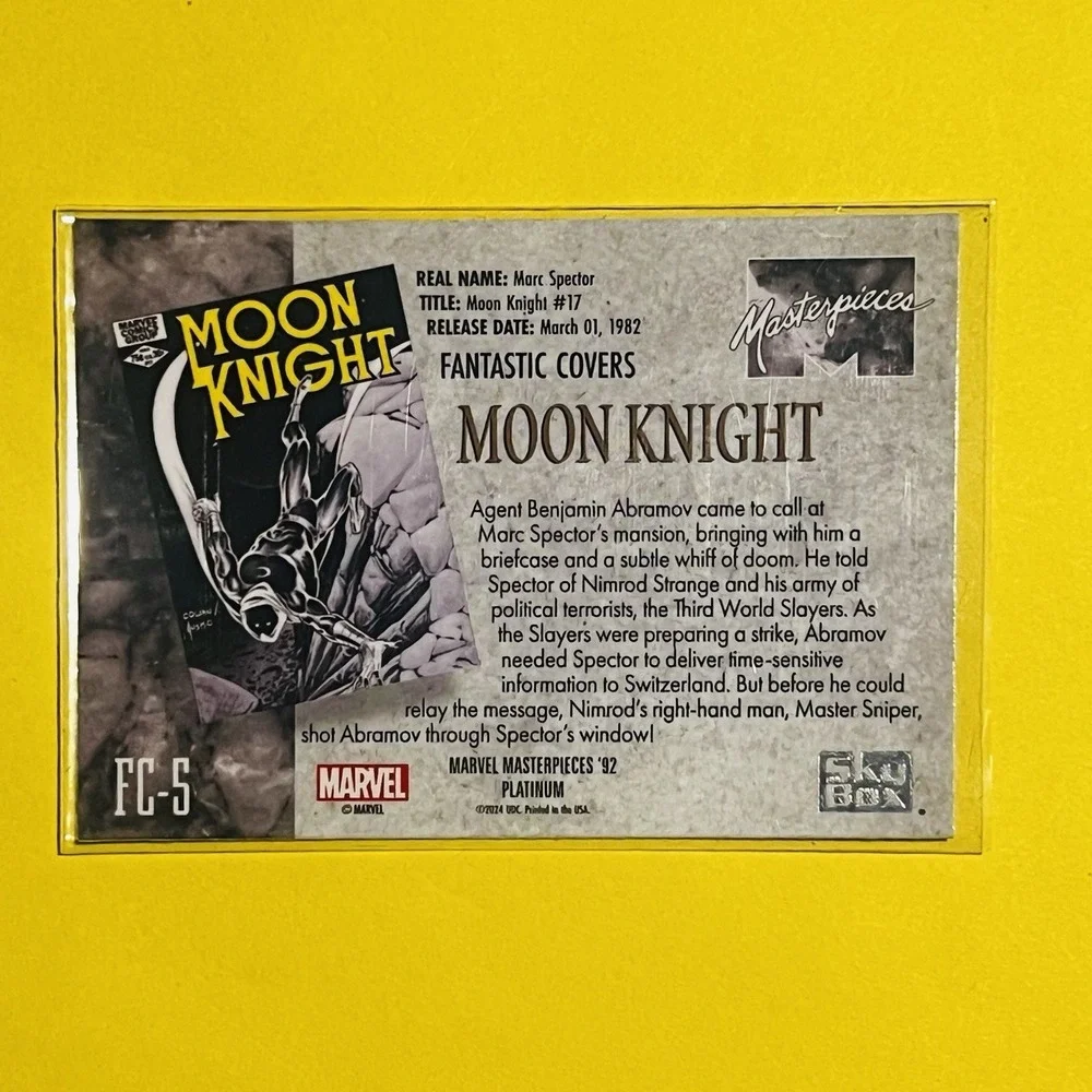 2024‎ UD Marvel Masterpieces '92 Platinum Moon Knight Fantastic Covers FC-5